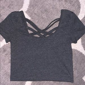 Wet Seal grey crop top with decorative back.